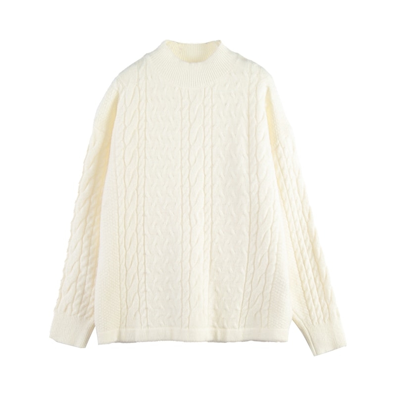 Retro Half Turtleneck White Sweater - Kawaii Fashion Shop | Cute Asian ...