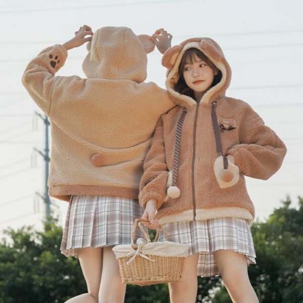 Abrigo corto de felpa Kawaii Coffee Bear oso kawaii