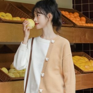 Suéter Fashion Soft Girl Contraste outono kawaii