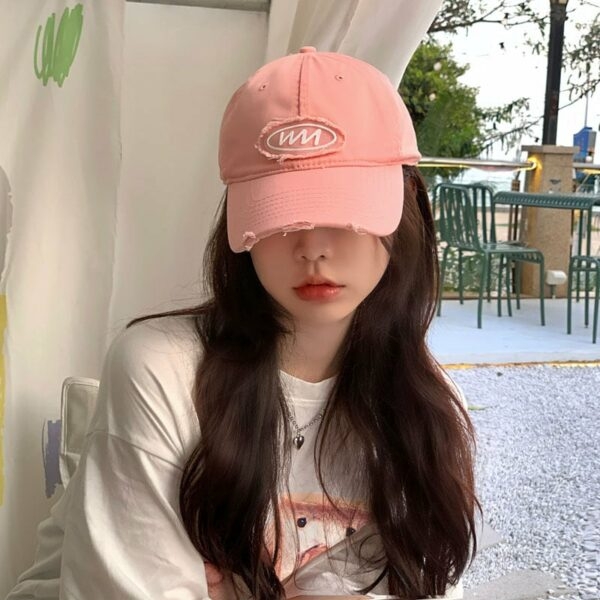 فتاة الموضة الكورية قبعة بيسبول الوردي قبعة بيسبول كاواي