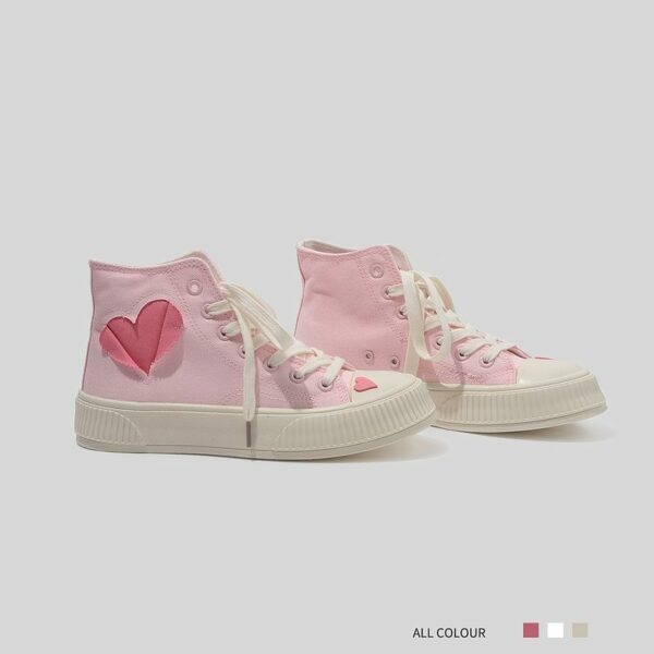 Retro meisje roze liefde hoge canvas schoenen All-match kawaii