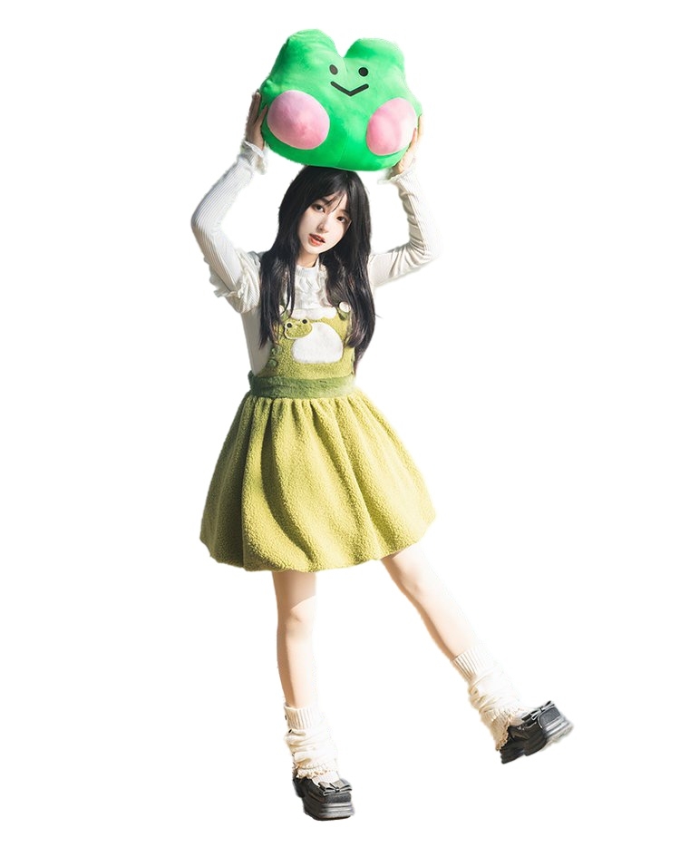 Kawaii Cute Green Frog Embroidery Lolita Skirt