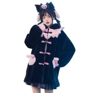 Kawaii original coelho com capuz lolita casaco com capuz kawaii
