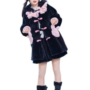 Abrigo lolita con capucha de conejo original kawaii kawaii con capucha