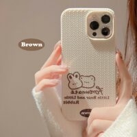 Custodia per iPhone con orsetto di coniglio marrone Kawaii orso kawaii