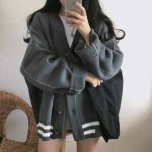 Korean Fashion Loose Knitted Cardigan autumn kawaii