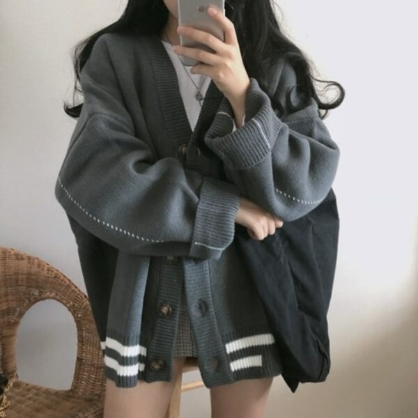 Korean Fashion Loose Knitted Cardigan 1