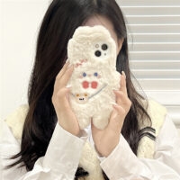 Kawaii Śliczne pluszowe etui na iPhone'a z króliczkiem jesienne kawaii
