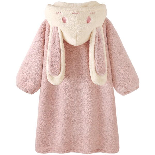 Cute Pink Rabbit Thickened Coral Fleece Pajamas 1