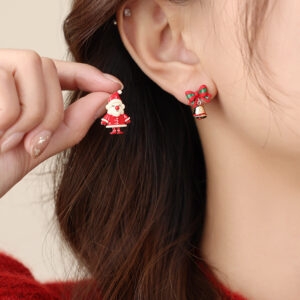 Boucles d'oreilles mignonnes en forme de cloche de Noël du Père Noël Noël kawaii