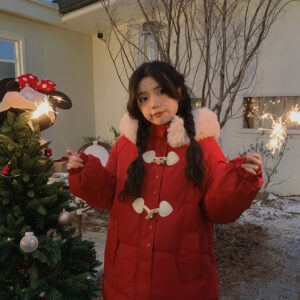 الحلو نمط معطف القطن الأحمر عيد الميلاد عيد الميلاد كاواي