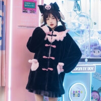 Oryginalny płaszcz Lolita z kapturem i królikiem Kawaii kawaii z kapturem