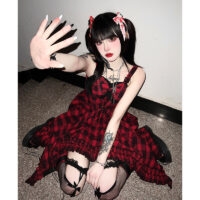 Oryginalna, punkowa, nieregularna spódnica Lolita Kawaii w stylu opactwa