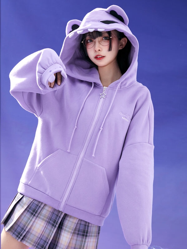 Kawaii Trendy Bear Hooded Cardigan - Kawaii Fashion Shop | Cute Asian ...