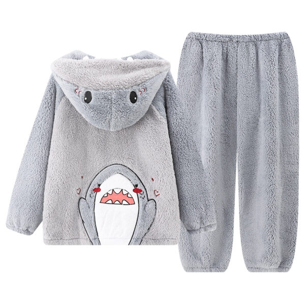 Cute Couple Shark Plush Pajamas Set 1