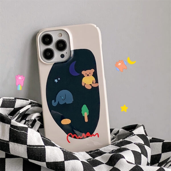Söt handmålad iPhonefodral för björnillustration björn kawaii