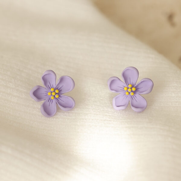 Boucles d'oreilles mignonnes en forme de fleur de couleur bonbon Kawaii en argent sterling 925