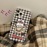 Cute Retro Plaid Rabbit iPhone Case iPhone 11 kawaii
