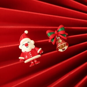Urocze kolczyki z dzwoneczkami Świętego Mikołaja Świąteczny kawaii