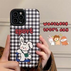빈티지 격자 무늬 토끼 아이폰 케이스 iPhone 11 kawaii