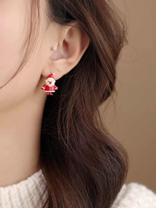 Boucles d'oreilles mignonnes en forme de cloche de Noël du Père Noël Noël kawaii