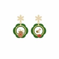 Boucles d'oreilles arbre de Noël enneigé Cadeau de Noël kawaii