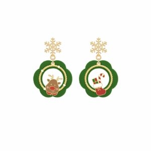 Boucles d'oreilles sapin de Noël enneigé Cadeau de Noël kawaii