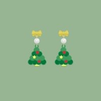 Серьги «Снежная елка» Рождественский подарок каваи