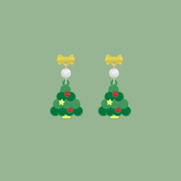 Pendientes de árbol de Navidad nevados regalo de navidad kawaii