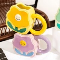Söt kreativ blommugg i keramik Keramisk mugg kawaii