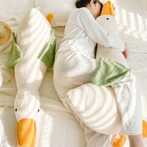 Śliczna, duża, biała poduszka do spania w kształcie gęsi Gęsi kawaii