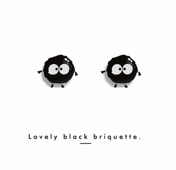 Cute Black Briquette Earrings black briquette kawaii