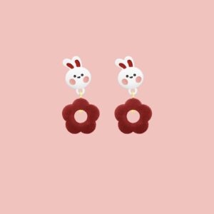 Kawaii konijn bloem oorbellen