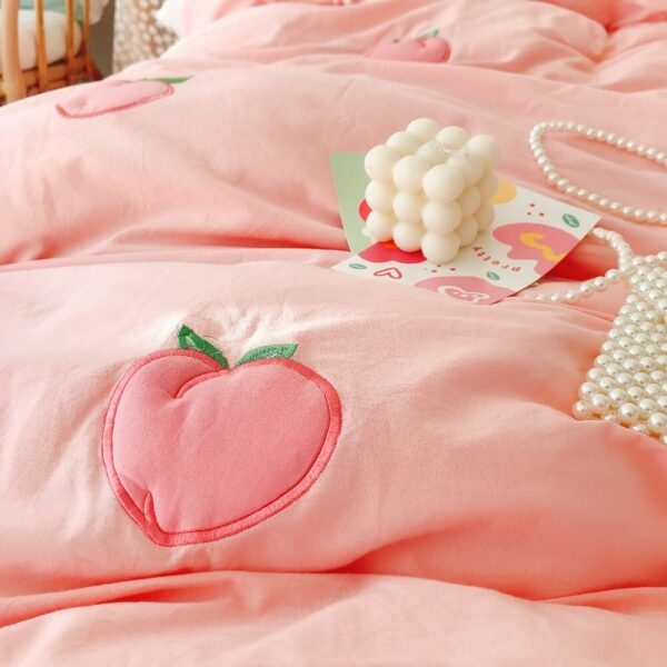 Kawaii Peach Strawberry Sängkläder Set Sängkläder set kawaii