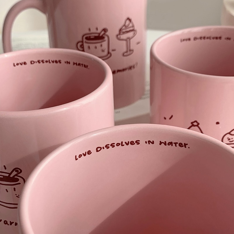 Kawaii Coffee Cup Cute Ceramic Creative Reusable Korean Cups