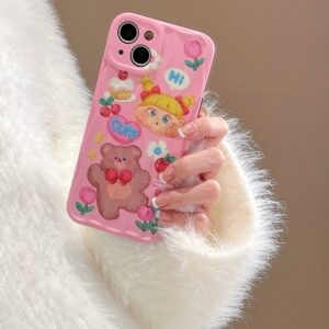 Ours de peinture à l'huile rose Kawaii Coque et skin iPhone ours kawaii