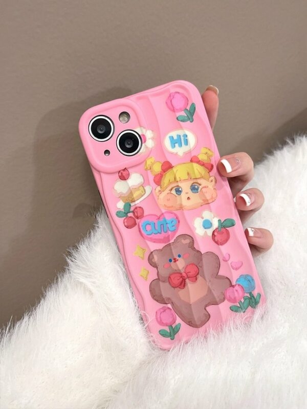 Ours de peinture à l'huile rose Kawaii Coque et skin iPhone ours kawaii