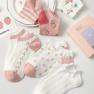 Rosa weiße kurze Socken Ins Style kawaii