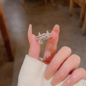 Śliczny srebrny pierścionek z kotkiem Kitten kawaii