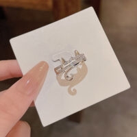 Милое серебряное кольцо с котенком Котенок кавайный