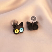 Japanse schattige zwarte kat oorbellen Kat kawaii