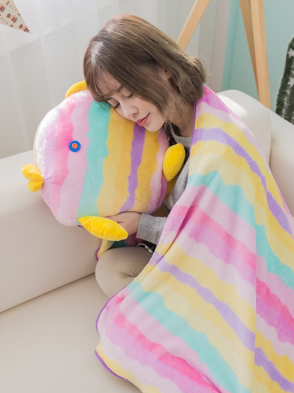 Плюшевая подушка и одеяло Kawaii Kiss Fish 2 в 1 автомобильная подушка каваи