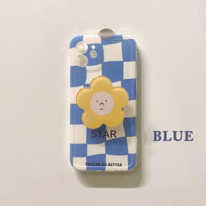 Blaue Schachbrett-Blumen-iPhone-Hülle Schachbrett kawaii