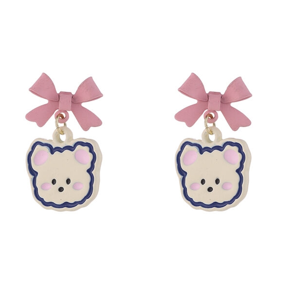 Boucles d'oreilles Kawaii à nœud rose doux ours kawaii