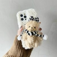 Чехол для iPhone с милым шарфом и медвежонком медведь каваи