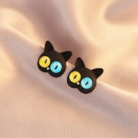 Japanese Cute Black Cat Earrings Cat kawaii