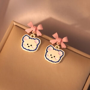Kawaii süße rosa Schleife Ohrringe tragen Kawaii