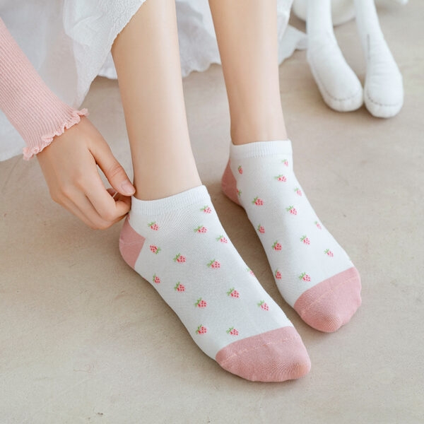 Calzini corti bianchi rosa Ins Style kawaii
