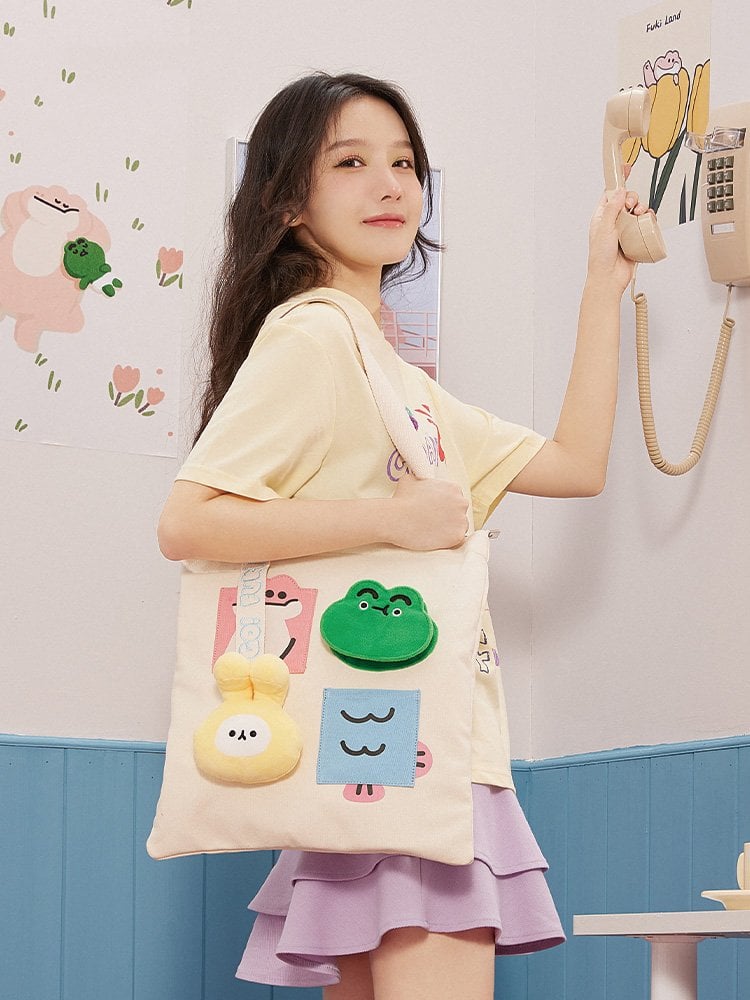 Cute Animal Large Canvas Bag - Kawaii Fashion Shop  Cute Asian Japanese  Harajuku Cute Kawaii Fashion Clothing