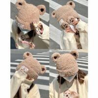 Cute Bear Ears Knitted Plush Hat Bear Ears kawaii
